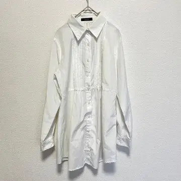 IMAGE (이마쥬) 턱 디자인 튜닉 기장 셔츠 화이트 11호