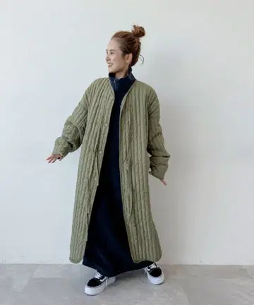 [MODE NORM CORE]ALLIED 맥시 퀼트 코트 카키