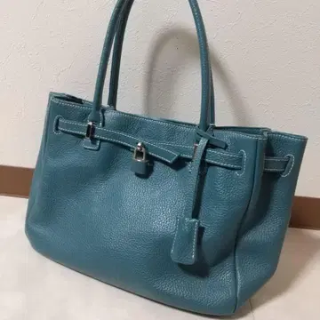 새상품급 덴하마노 미티어 토트백 황실 납품 가죽 세피아 블루