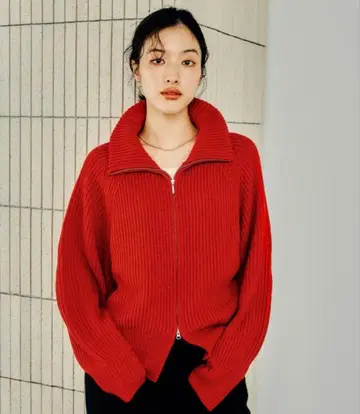 미사용 새상품 7게이지 배색 리브 ZIP 가디건 LEPSIM 렙심