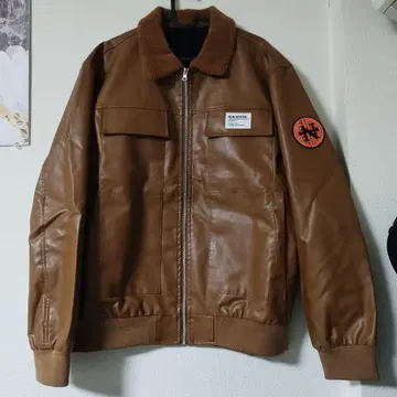 브라운 가죽 점퍼 보아 옷깃