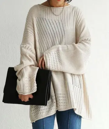 안티카 빅 니트 패턴 절개 편직