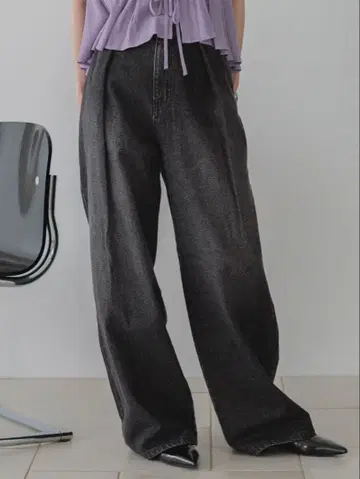 로리즈팜 턱 와이드 데님