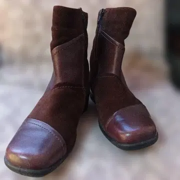 ecco 브라운 스웨이드 가죽 지퍼 부츠