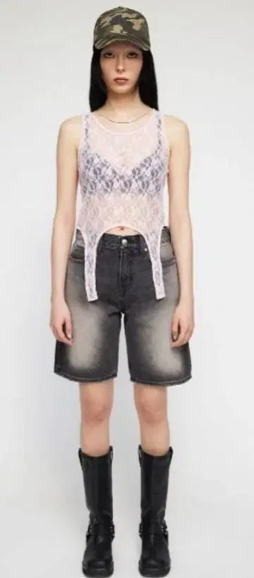 LAGUA GEM 데님 숏팬츠 그라데이션 블랙