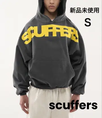 새상품 [scuffers] 로고 후디 쇼트 기장 차콜 그레이 S 사이즈