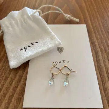 agete 아가트 K10 아쿠아 마린 귀걸이 참 k10 후프 귀걸이