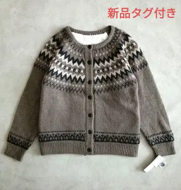 택 포함 새상품 PARIS 노르딕 무늬 안감 복슬복슬 가디건 M-L