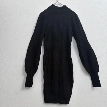 [S] hooked up 블랙 리브 편직 원피스 S 무릎 기장 원피스