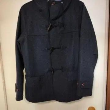 다크 그레이 더플 코트 후드 부착