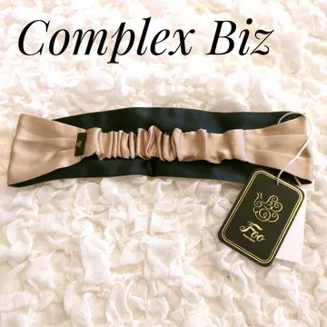 Foo x Complex Biz 헤어밴드 네이비/베이지 실크100%