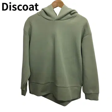 디스코트 후드 부착 민트 그린 후드티 캐주얼 프리 심플