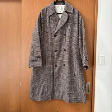 무인양품 글렌체크 브라운 계열 체스터 코트
