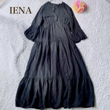 IENA 이에나 블랙 롱 원피스 7부 소매 페미닌