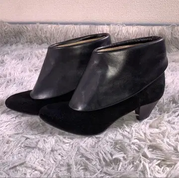 긴자 카네마츠 블랙 스웨이드+가죽 숏부츠