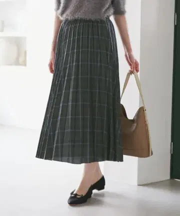 로페피크닉 체크 무늬 플리츠 스커트