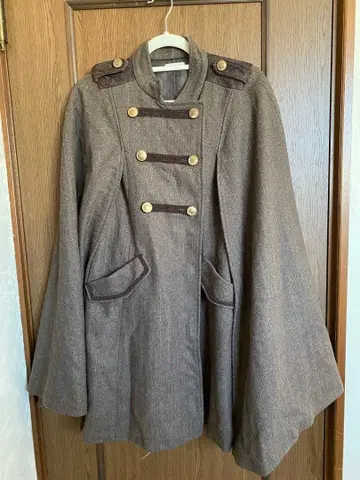 axes femme 브라운 헤링본 케이프 코트