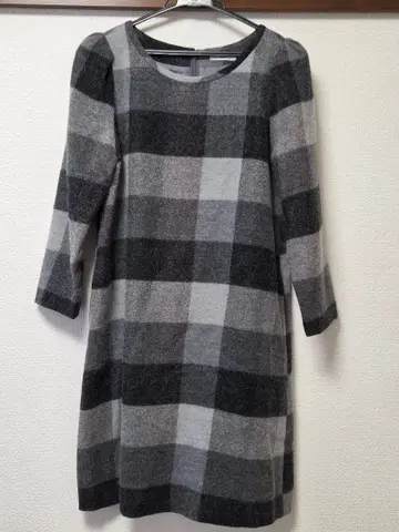 택 포함 새상품 IENA 울 블록 체크 원피스 38