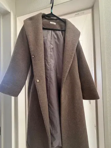 그레이 울 혼방 롱 코트 S