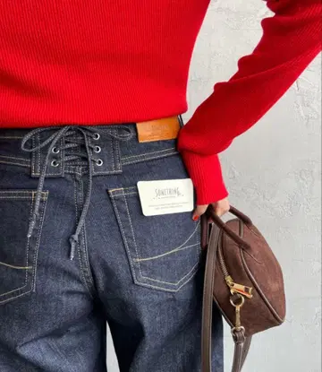 SOMETHING LISA 레이스업 와이드 데님 팬츠 S