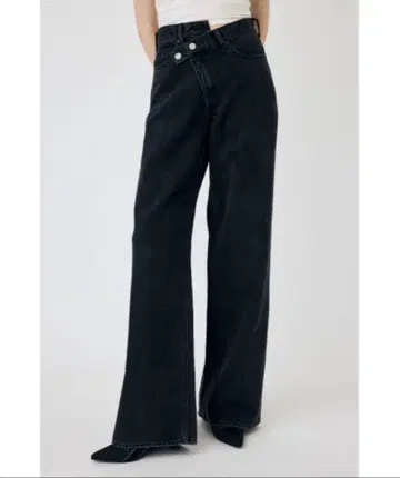 moussy 크로스 허리 와이드 스트레이트 데님