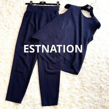 ESTNATION 셋업 슬리브리스 팬츠 네이비