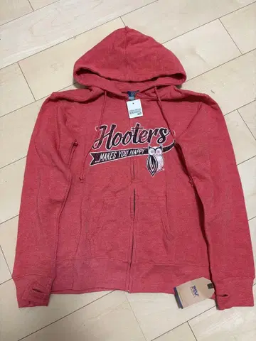 Hooters 빨간색 풀 집업 후드티 L 사이즈