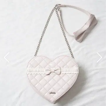 pium 사다리 리본 퀼팅 하트 백 핑크