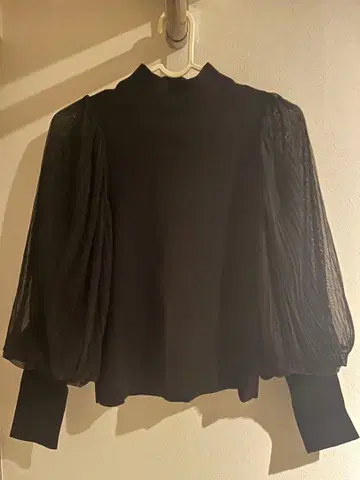 블랙 벌룬 슬리브 상의