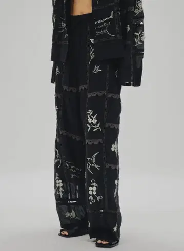 todayful 자수 패치워크 트라우저