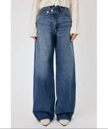 moussy 크로스 허리 와이드 스트레이트 데님