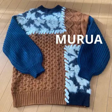 무루아 자카드 패턴 MIX 니트 원피스 프리 사이즈