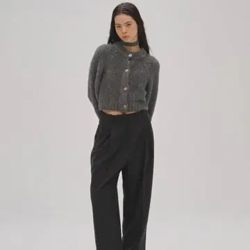 Brushed Knit Cardigan 차콜 그레이