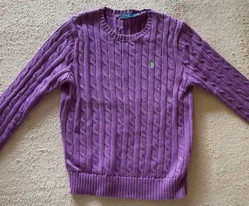 퍼플 케이블 니트 스웨터