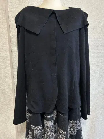 YUKIKO HANAI 빅 사이즈 10 블랙 앞 버튼 니트 6894