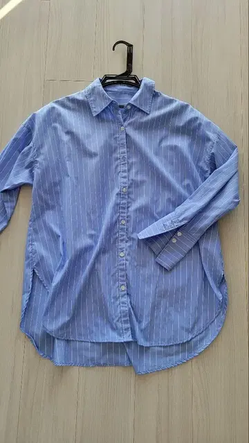 nano universe 블루 스트라이프 오버 사이즈 셔츠