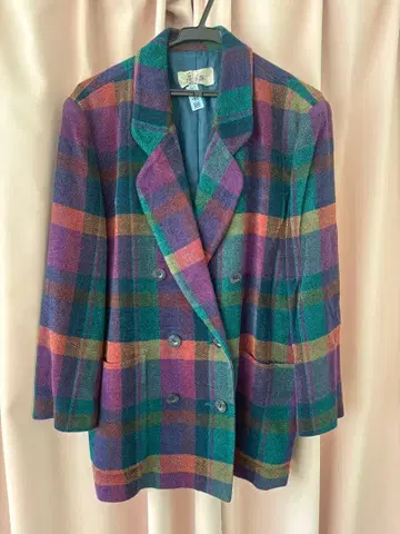 [일본제/빈티지] 울 혼방 자켓 테일러드 자켓 체크 무늬