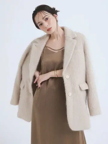 [ 택 포함 미사용 새상품 ] anuans 모헤어 샤기 테일러드 자켓