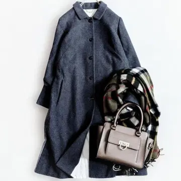 새상품급 [빅 사이즈 L] 서포트 표면 퀼팅 절개 울 코트 그레이