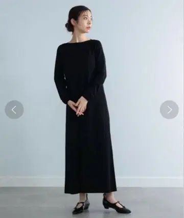 [ 새상품급 ] AK+1 벨로아 테이프 원피스 롱 블랙 36 울 긴팔