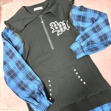 Ank Rouge Bemqin 레이어드 스타일 와펜 하프 지퍼 OP