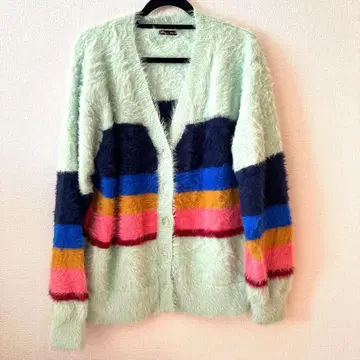 atmos pink x RIEHATA 컬러풀 페더 니트 가디건