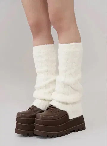 Darich 루즈 리브 니트 레그 워머 WHT 화이트