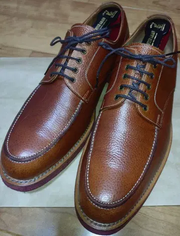 극미품 스코치 그레인 가죽 신발 26.5cm 브라운