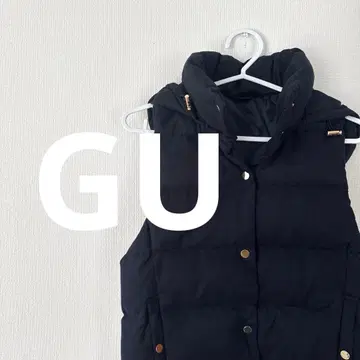 네이비 다운 베스트 후드 부착 GU