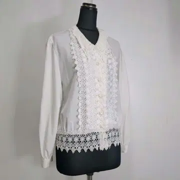 구제 빈티지 고급 여성 빈티지 전체 레이스 셔츠 모리걸 베이지 레트로