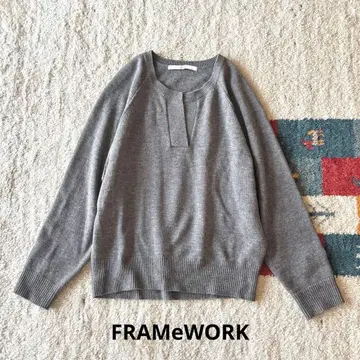프레임워크 미들 게이지 니트 천축 헨리 풀오버 그레이 23AW