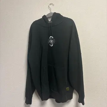 Subciety 블랙 후드티 스트릿 눈 자수