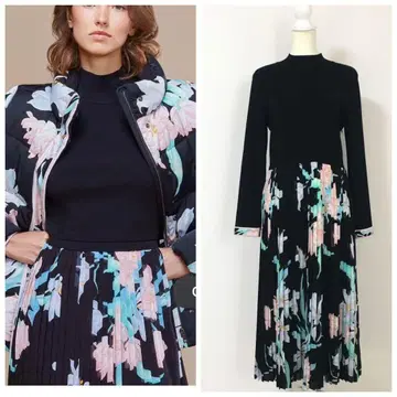 최근 새상품급 LEONARD 레오나르 니트 플리츠 드레스 원피스 42