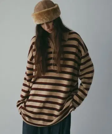 ETRE TOKYO 멀티 보더 니트 폴로